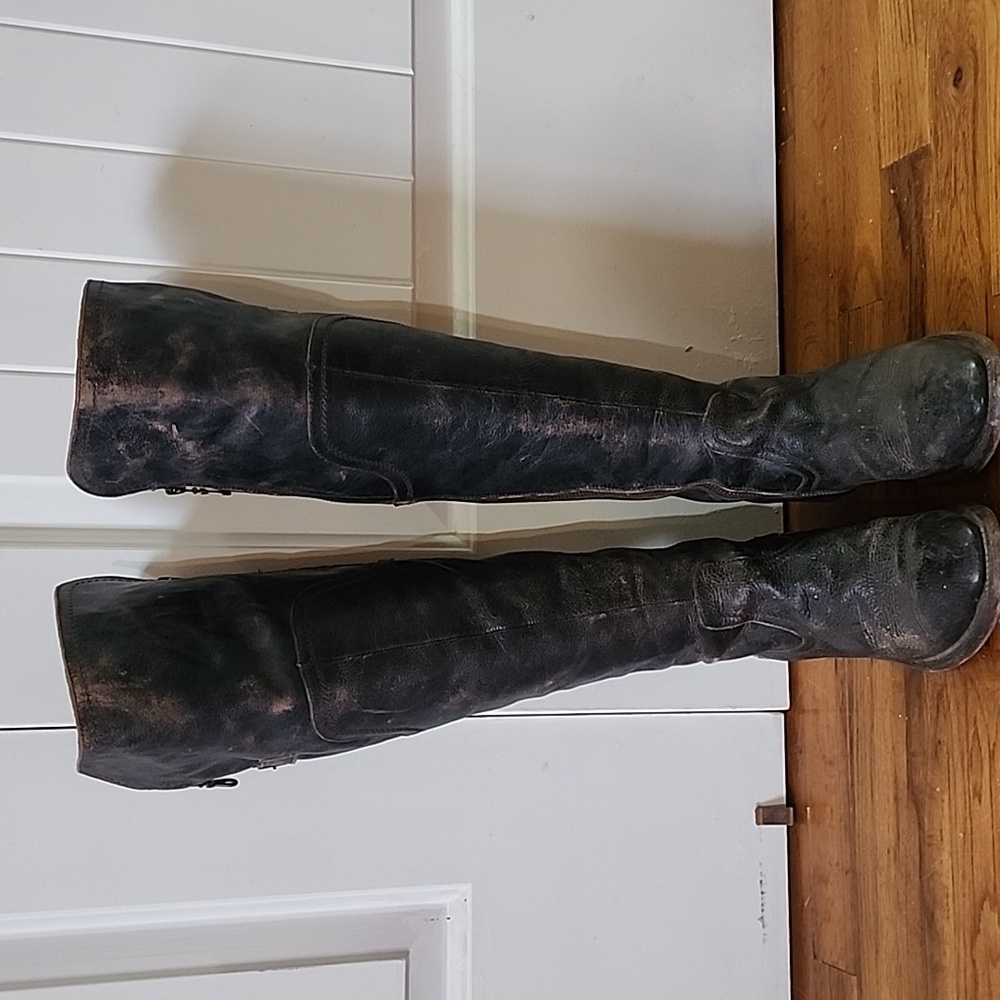 Bedstu Women's Kathleen Black Lux Leather Knee-High Boots